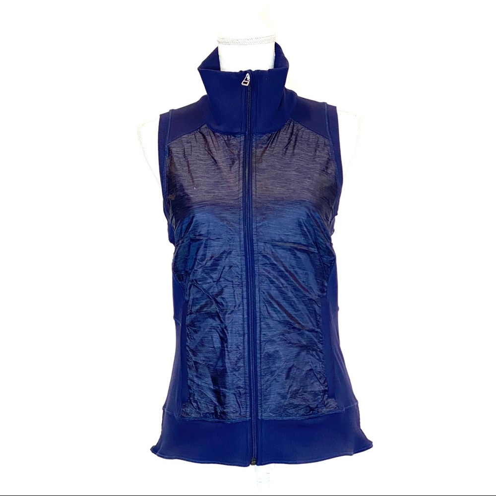 ALO Yoga Navy Blue Sleeveless Zip-Up Vest